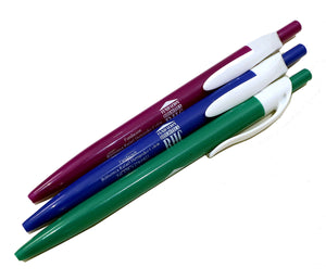 Bolígrafos plasticos de color con el gancho blanco y logo (Paquete de 15)