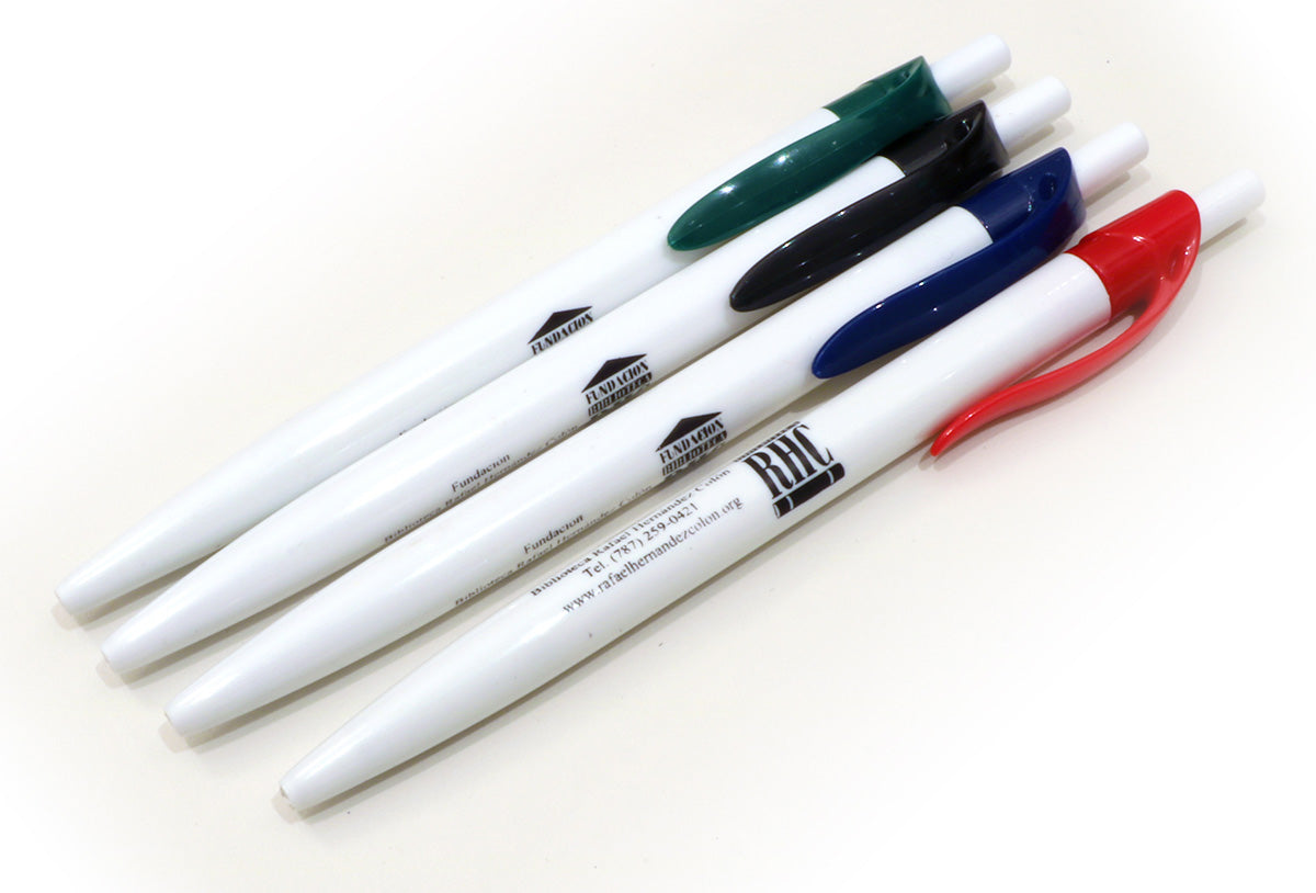 Bolígrafos plasticos con el gancho de color y logo (Paquete de 15)